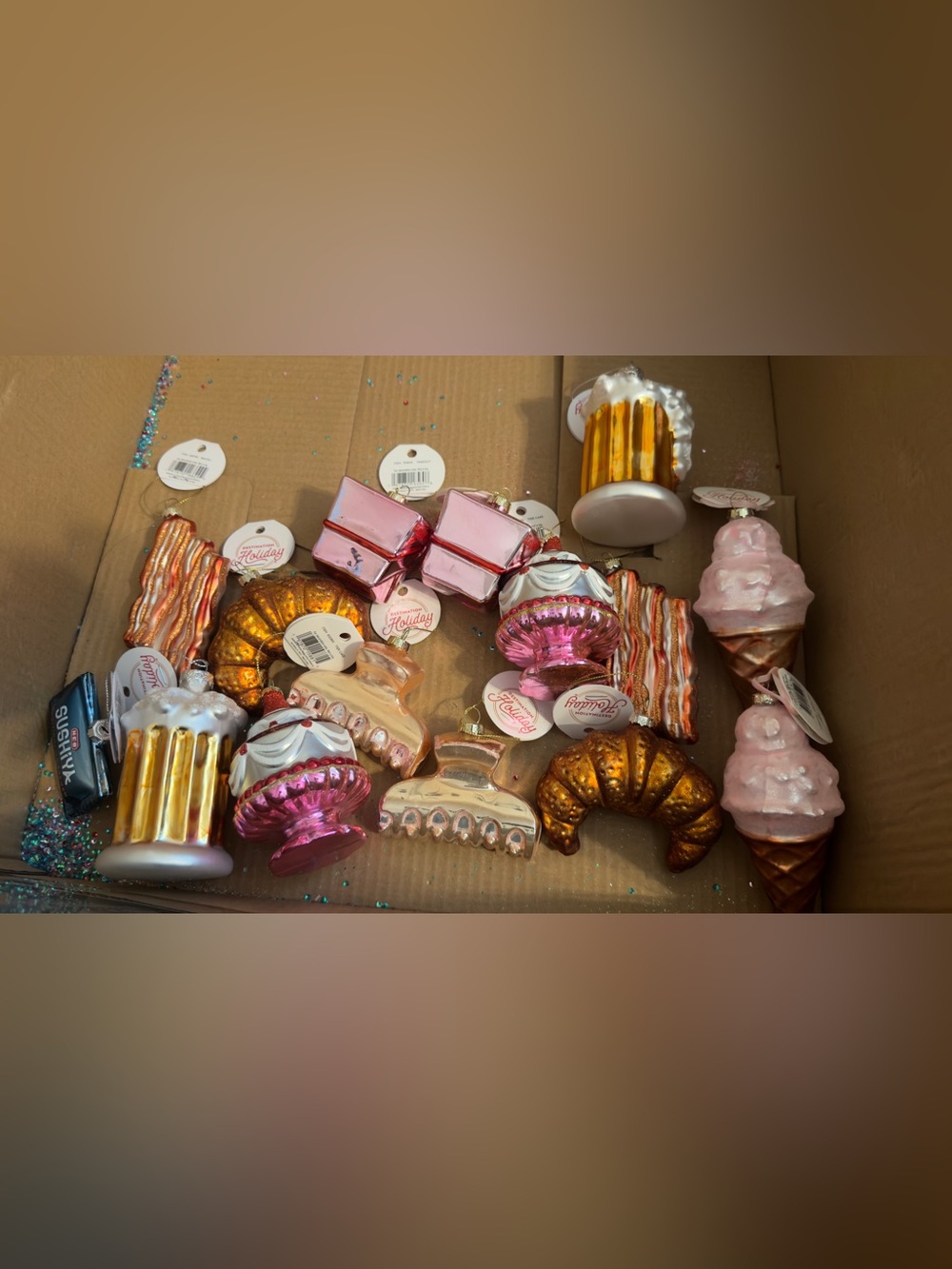 Holiday Shop Pink and Gold Dessert Ornament Set by